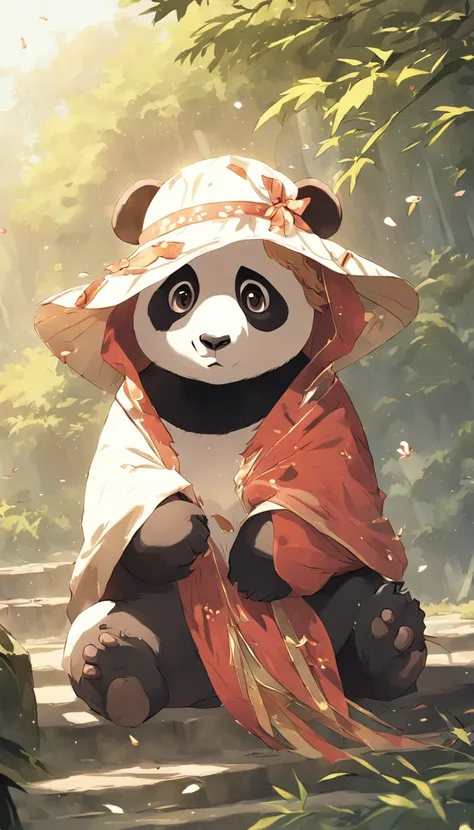 Animal panda cute with hat