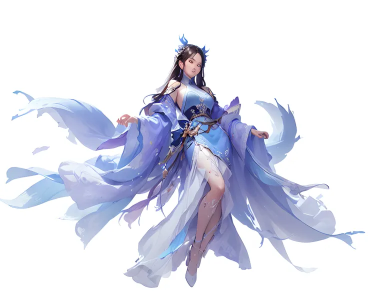 1 girl in a blue dress , guviz, trending on cgstation,((full-body xianxia)), by yang j, ross tran 8 k,guviz,masterpiece, guviz-s...