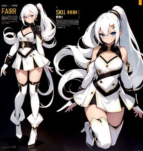 White color hair，High ponytail，Loli figure，A beautiful full body girl，with fair skin，14岁，busty figure，Combat attire，take gun，Super sexy scene，facial closeups