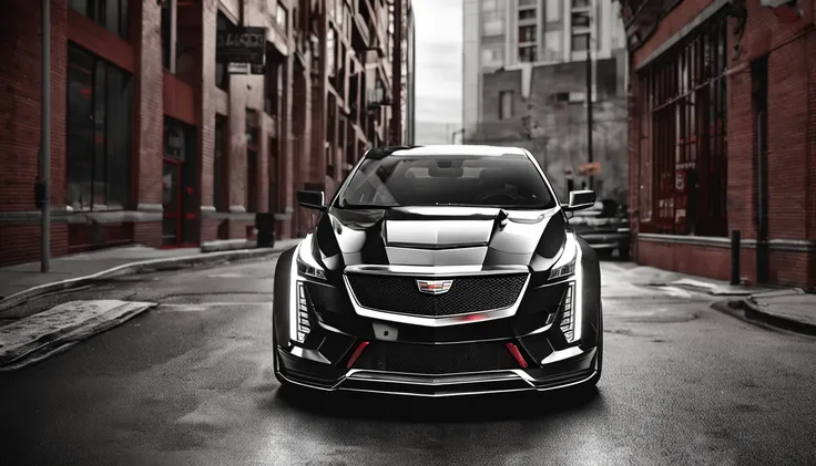 Cadillac CT4，Silvertone，With Black Wing Modification Kit，Red calipers，The former central net has the Cadillac logo，Focus on the Cadillac CT4 series，matte digital illustration, Paper awesome wallpaper, Matte paint movie poster，Movie wallpaper 4k, Movie 4K w...