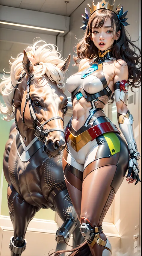 A female centaur，She is famous in the multiverse，She is both a female centaur, half human, half horse, half horse，It is also a female Yingzhao。She blends both images，The first is：（（The head of the horse/neck/Shoulder these parts，Replaced with a beautiful f...