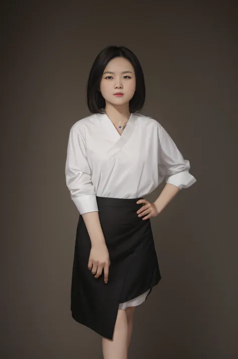 arafed woman in a white shirt and black skirt posing for a picture, xintong chen, Li Zixin, jinyiwei, wei wang, xue han, mingchen shen, white waist apron and undershirt, Lin Qifeng, Qiu Fang, lulu chen, lei min, Zhang Pengzhen, wenfei ye, Yun Ling, Eat Zhu...