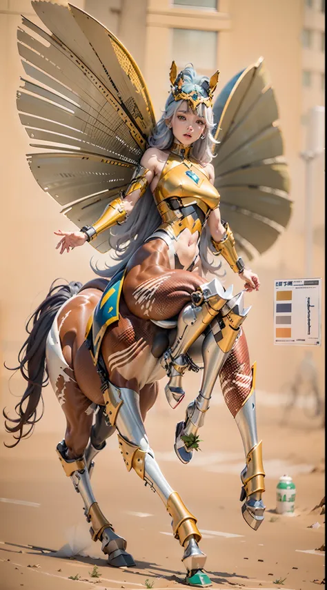 A female centaur，She is famous in the multiverse，She is both a female centaur, half human, half horse, half horse，It is also a female Yingzhao。She blends both images，The first is：（（The head of the horse/neck/Shoulder these parts，Replaced with a beautiful f...