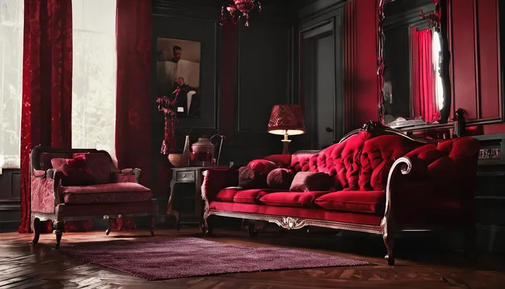 Dark red vintage room