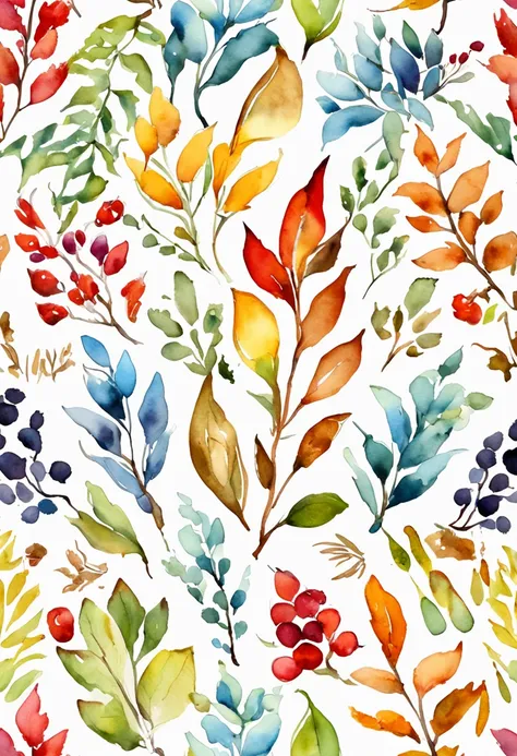 white background with autumn patterns