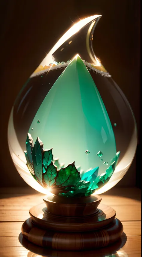 Beautiful colored jade made of crystal clear glass、Beautiful light reflection