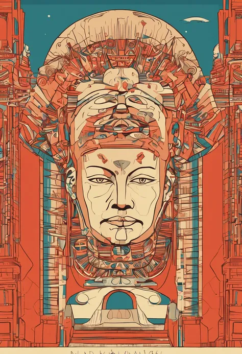 There is a poster of the sun on the head of the Forbidden City, Inspired by Ludvik Konazewski Jr, Inspired by Ludwik Konazewski, author：Frandišek Kavan, author：Ludvik Konazevsky, Komatsuzaki retro futurism, Inspired by Conrad Krafick