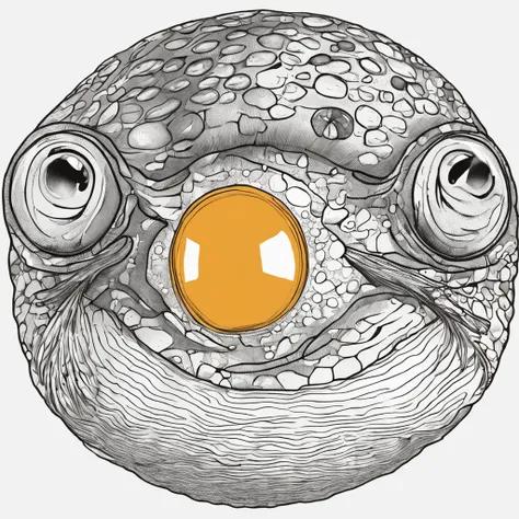 The fish，Embryonic，The eyes are big，The yolk sac is large，Best quality，超高分辨率，Line drawing，White background