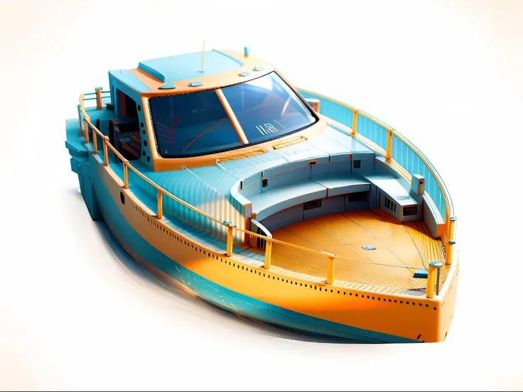 speedboat，steamship，Close-up of a ship with a yellow and blue hull, top boat racing simulator, Concept ship, energetic shadow, Cyberpunk speedboats, , delicate craftsmanship, thumbnail, boat, Stunning graphics,  Senior Artist, , Best graphics,Smooth surfac...