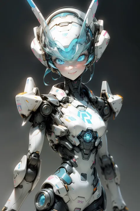 analyzer、Support Female Robot、Cute smiling girl、Excellent brains、tiny chest、slender figure、Blue body、cheerful personality、