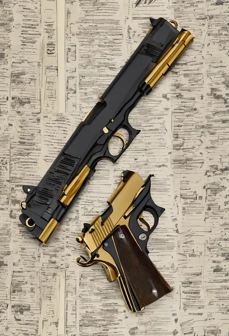 M1911A1 pistol，gilded with gold，Frontal view