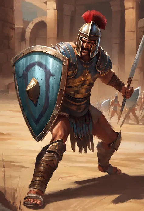 Commander of the Arena: "Get ready, gladiators! Its time for training!"

Gladiator 1: Grabs his shield and sword, adjusting his combat stance.

Gladiator 2: Starts stretching his muscles and warming up.

Arena Commander: "Today, we will focus on close comb...