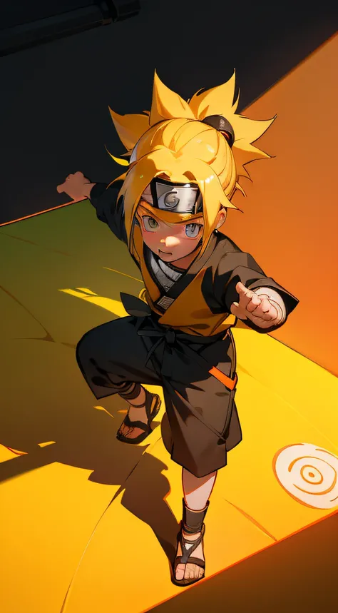 generate a cute kid version of naruto uzumaki, studio lightining, extremely detailed, super detailed