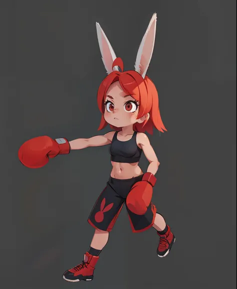 boxer rabbit girl, red hair