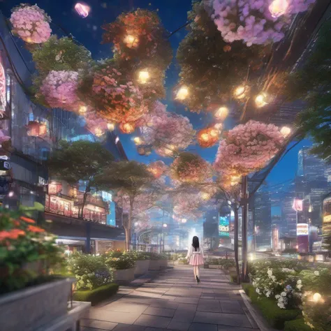 ccurate, best quality, masterpiece, UHD, high details, award winning, (Amazing:2.0), (Surrealism), Conceptual art, Verism, cinematic lighting, floating island in the sky, (((beautiful tokyo street))), Horizon, blue sky, paradise scenery, flowers, wind flow...