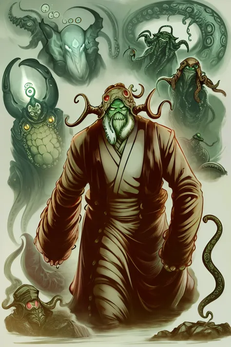 cthulhu,monster,(tentaculata:1.35)，a polluted underwater world，gloomy picture，(nuclear contamination:1.35)，（face:1.35）,（sarcoma：...