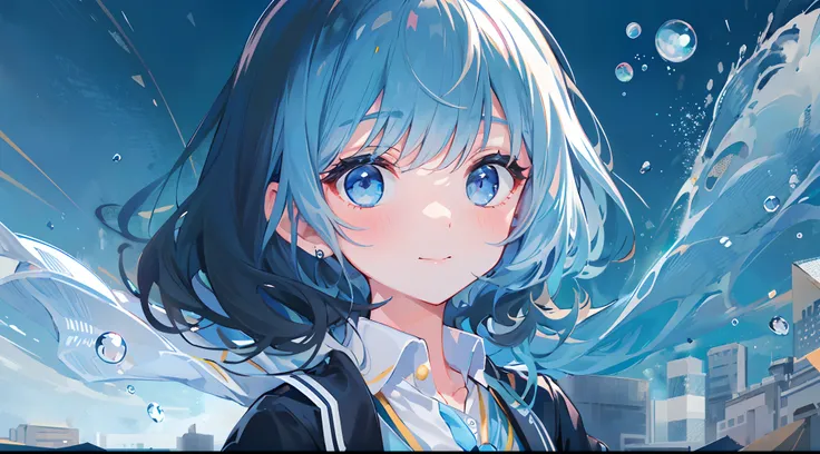 ((top-quality)), ((​masterpiece)), ((ultra-detailliert)), (extremely delicate and beautiful), girl with, 独奏, cold attitude,((Black jacket)),She is very(relax)with  the(Settled down)Looks,A dark-haired, depth of fields,evil smile,Bubble, under the water, Ai...