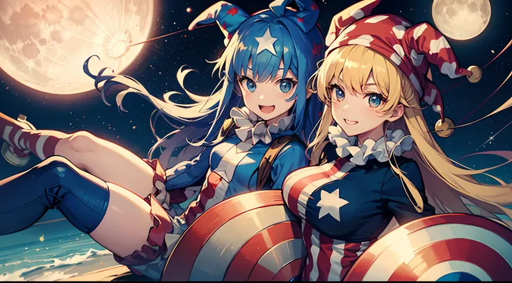 Clownpiece,Captain America , Outer Space, Moon