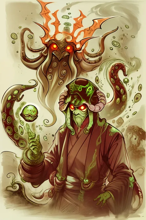 Cthulhu,Monster,(tentaculata:1.35)，A polluted underwater world，Gloomy picture，(Nuclear contamination:1.35)，（face:1.35）,（sarcoma：1.35）