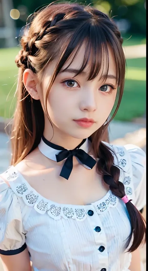 (ultra-detailliert), Silver cute princess dress,(frilly dress),(shortsleeves),Blue eyes,The upper part of the body、a closeup、faces、(A smile:1.1),(facing front:1.2), 20yr old, teens girl,no tail,(no tail),2D, ​masterpiece, top-quality, animesque, A detailed...