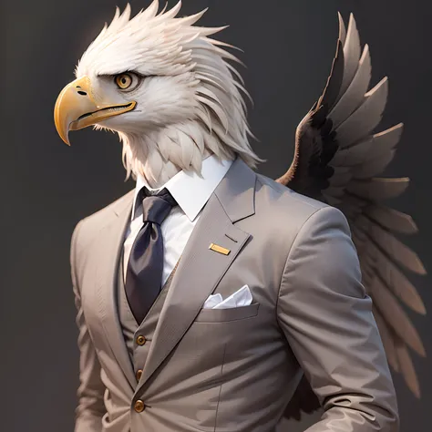 An eagle with suit and tie , black background