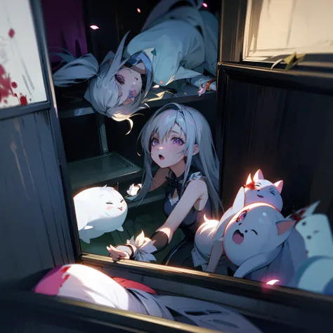 Lily Night in the fridge Piggy girl and a white-haired girl with blood in the corners of their mouths