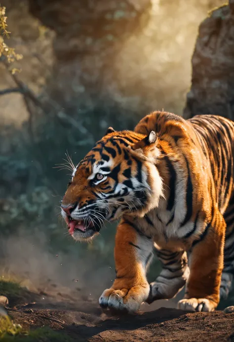 A small baby，Riding a fighting tiger