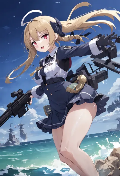 Anime school swimsuit girl landing from the sea, girls frontline style, from girls frontline, Fine details. girls frontline, girls frontline, girls frontline cg, infantry girl, Womens Last Tour, soldier girl, M4 Sopmod II Girls Frontline, anime maid ss mil...