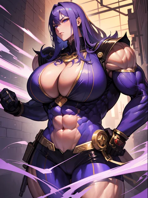 Transcendent beauty illustration、Female Officer、((Muscular beauty :1.5))、８K、(Super super huge chest :1.5)、Muscle Murasaki Shikibu、street fighter,mechanical suits,alien hunter,