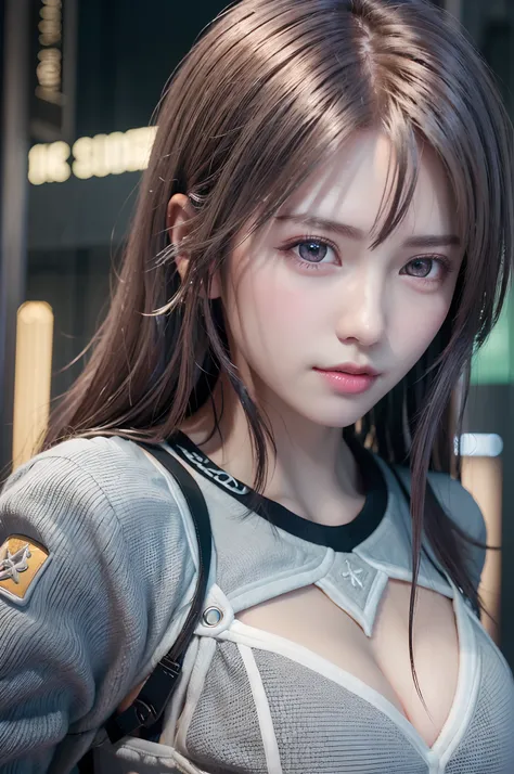 top-quality、8K Masterpiece、超A high resolution、(Photorealsitic:1.3)、Raw photo、女の子1人、silver white hair、glowy skin、1 Cyberpunk Super Beautiful Soldier、((super realistic details))、portlate、globalillumination、Shadow、octan render、8K、ultrasharp、beauty breast、meta...