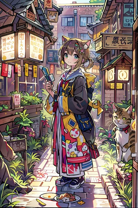 best quality, masutepiece, 超a high resolution, accompanied by a cat