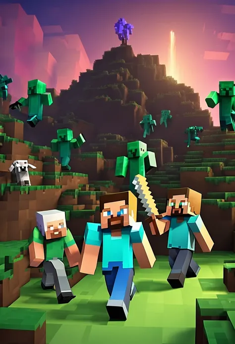 Minecraft Steve is mining coal