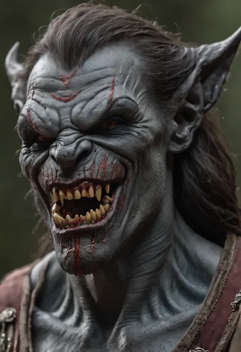 Best quality of masterpiece of a colorful  werewolf face , intricate sarcastic smile, com detalhes insanos, com cara de mal intrincado, dark ambiente, gothic, monstruoso, foco afiado, tatuado, Full Body sharp focus, ambiente escuro, (pele perfeita) (perfec...