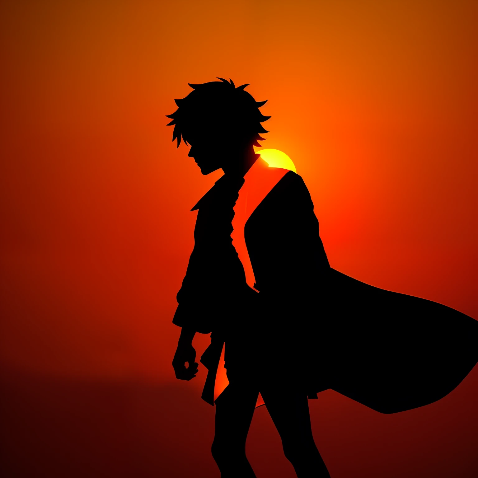 A silhouette of Luffy