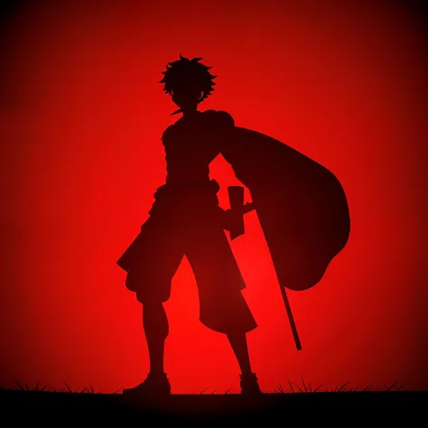 A silhouette of Luffy, red and black colour