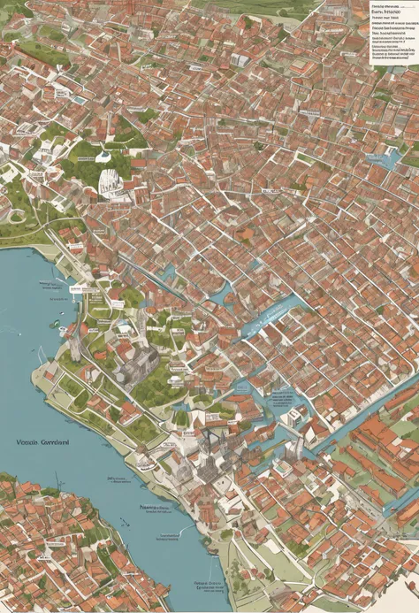 a map that contains Historic Center: Many medieval cities had a historic center, which was often surrounded by walls or fortifications for protection. This historic center would include important buildings, como castelos, igrejas, Squares, Markets and resi...