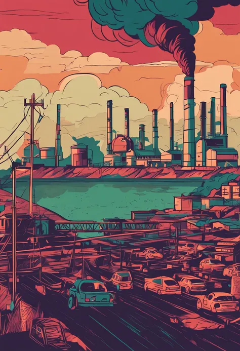 background with polluting industry