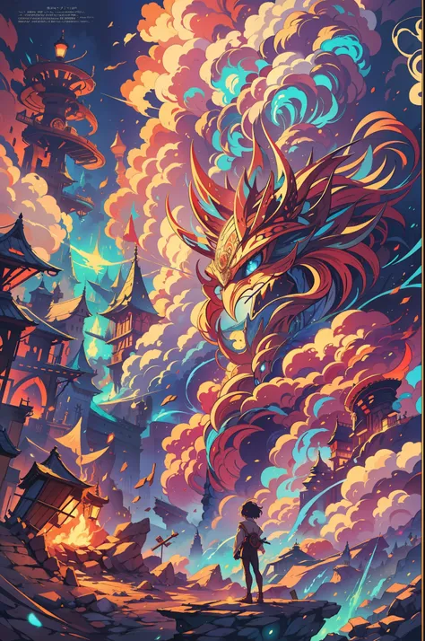 "Create a mesmerizing, high-definition artwork in an anime style featuring a captivating smoke background. Emphasize vibrant colors, intricate details, and a wide angle perspective. Enhance the composition with soft lighting and elements of fantasy."