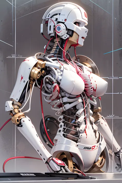 （tmasterpiece，top Quority，best qualtiy，offcial art，Beauty and aesthetics：1.2），（1 mechanical girl：1.3），（Only the upper body：1.4），huge tit，Beheaded at the waist（Exposing internal organs，Mechanical internal organs），blood vess，（Being pierced through the body：1...