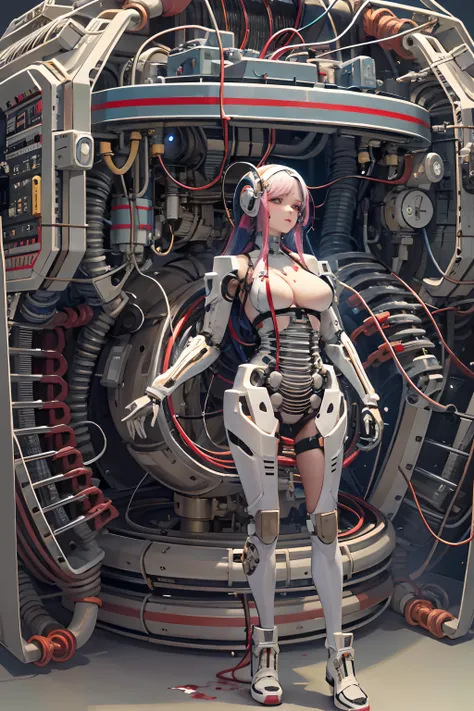 （tmasterpiece，top Quority，best qualtiy，offcial art，Beauty and aesthetics：1.2），（1 mechanical girl：1.3），（Only the upper body：1.4），huge tit，Beheaded at the waist（Exposing internal organs，Mechanical internal organs），blood vess，（Being pierced through the body：1...