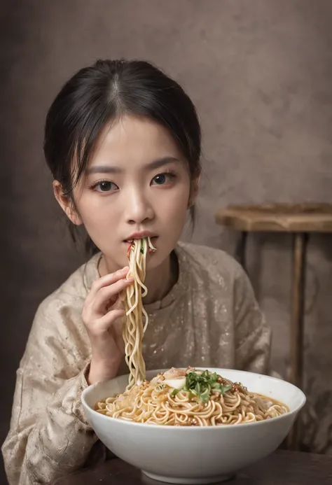 Yi Yang Qianxi eats noodles in the toilet