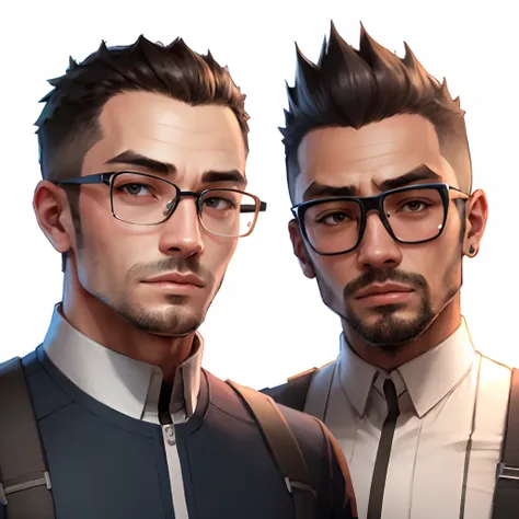 Men with flat heads with glasses，Sketch avatar