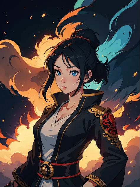 "Create a mesmerizing, high-definition artwork in an anime style featuring a captivating smoke background. Emphasize vibrant colors, intricate details, and a wide angle perspective. Enhance the composition with soft lighting and elements of fantasy."