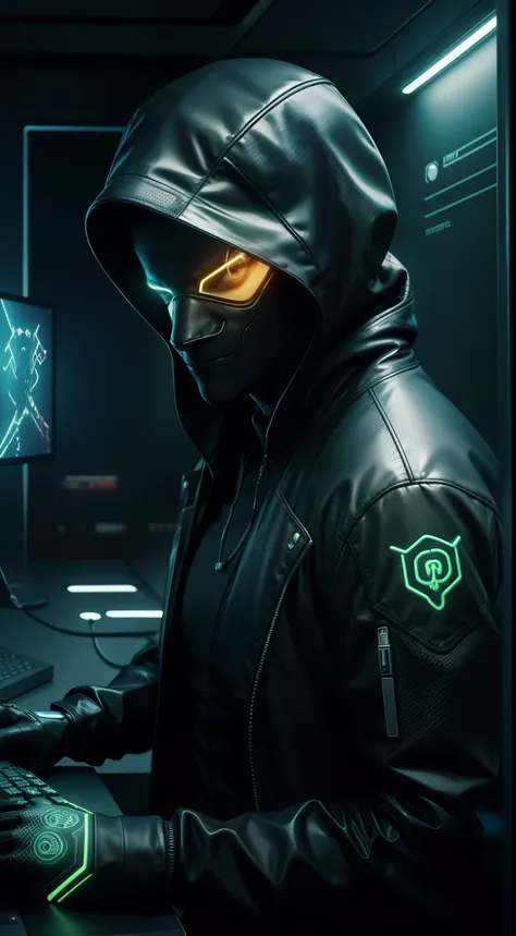 hacker, snake face, matrix, computer, stare at the computer, neon light, Animal Anthropomorphism, realistic digital, humanoid, abstract background, global illumination, intricate, epic, dramatic, masterpiece, high detail, best quality, ultra high res