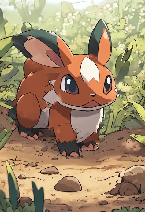 ground type starter would be a small Pokemon with big paws that could dig up a good amount of dirt that could be used to make mud-pies.