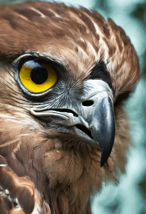 A hawk,Exaggerated hawk with big eyes,Crazy zoo style， Animais de gaviao, gaviao, Gavioes fofos,Gaviao mal-humorado