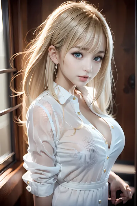 bright expression、Young shiny shiny white shiny skin、Best Looks、Blonde reflected light、Platinum blonde hair with dazzling highlights、shiny light hair,、Beautiful bangs that shine、Glowing crystal clear attractive big blue eyes、Very beautiful nice cute 16 yea...