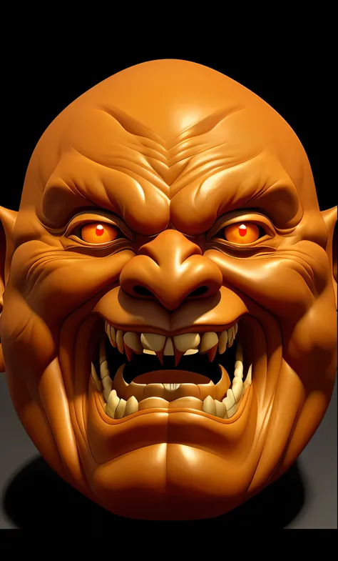 with detailed facial features, Creepy carved expressions, oni mask, 中 国 鬼 节,Macro head face,  Evil monk, their, psychedelic laughing demon, trending on zbrush central, Real Human