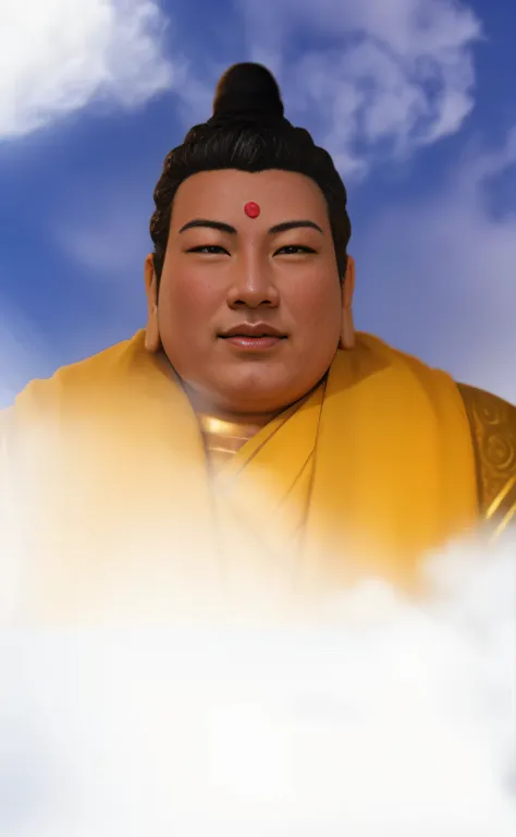 Buddha statue in the clouds，There is a bright sun above, a Buddhist Buddha, Buddhist, Buddha, beautiful gold saint, Buddhism, background-image, enlightening, Cloud, Enlightened, Beautiful image, samsara, Spiritual enlightenment, Asian, leaked image, portra...