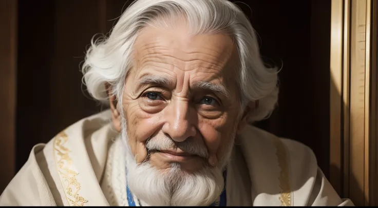 Neste retrato sugestivo, An elderly Jew rises with grace and dignity, seu rosto adornado com a sabedoria de uma vida bem vivida. Seus olhos, full of depth and compassion, reveal the profound experiences he witnessed. Your face is engraved with wrinkles, te...